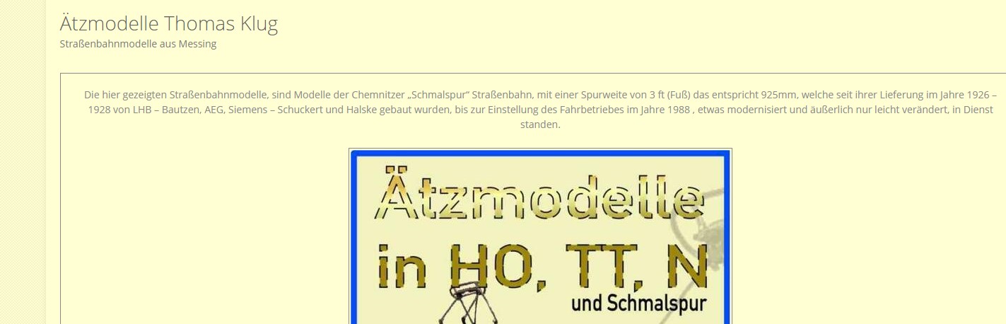 Ätzmodelle Thomas Klug – Lößnitz 08294