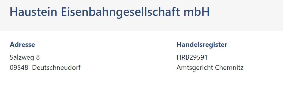 Haustein Eisenbahngesellschaft mbH (EVU) – Deutschneudorf 09584